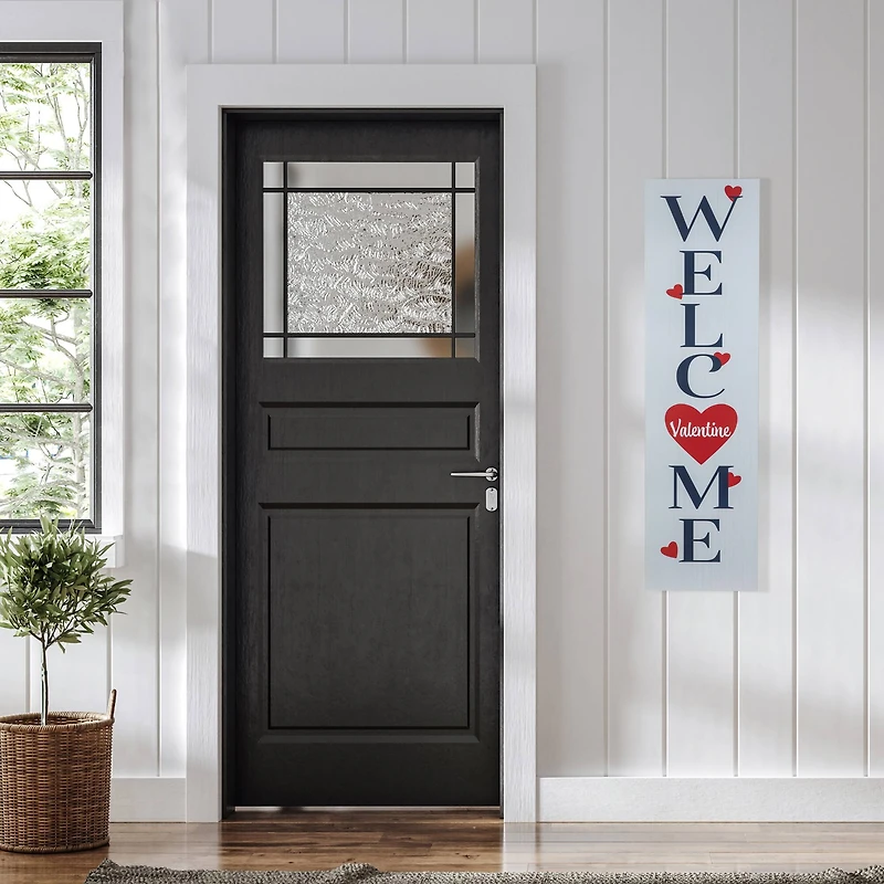 38" Valentine's Day Welcome Wooden Porch Board Sign