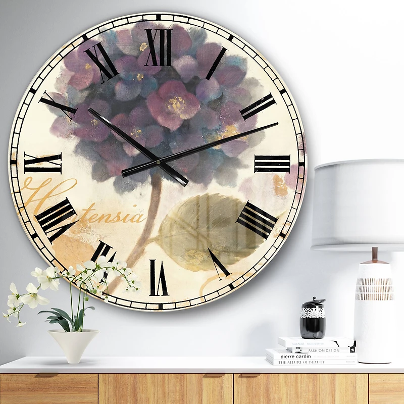 Designart Abundant Hydrangea Flower I Farmhouse Wall Clock