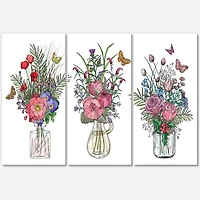 Designart - Bouquets Of Wildflowers In Transparent Vases II