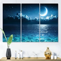 Designart - Romantic Moon Over Deep Blue Sea I