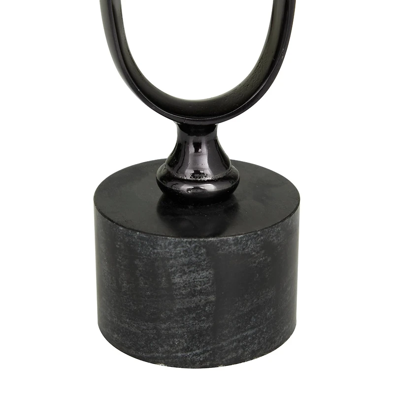 Black Aluminum Modern Candle Holder Set, 15'' & 19''