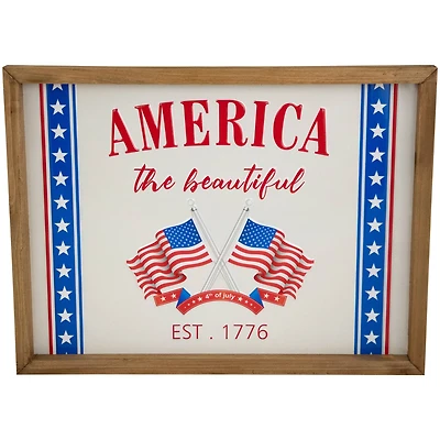 15.75" America the Beautiful Patriotic Framed Wall Sign
