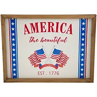 15.75" America the Beautiful Patriotic Framed Wall Sign