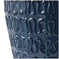 24" Dark Blue Metal Dimensional Textured Vase