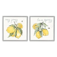 Stupell Industries Easy Peasy Lemon Squeezy Phrase Yellow Honey Bees Framed Wall Art