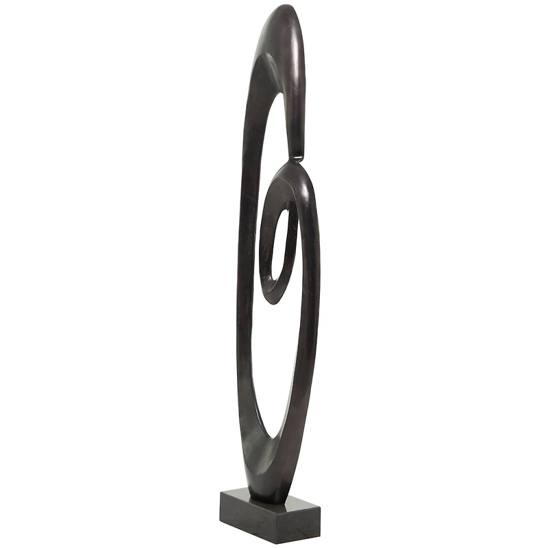 52" Aluminum Swirl Abstract Sculpture with Black Base