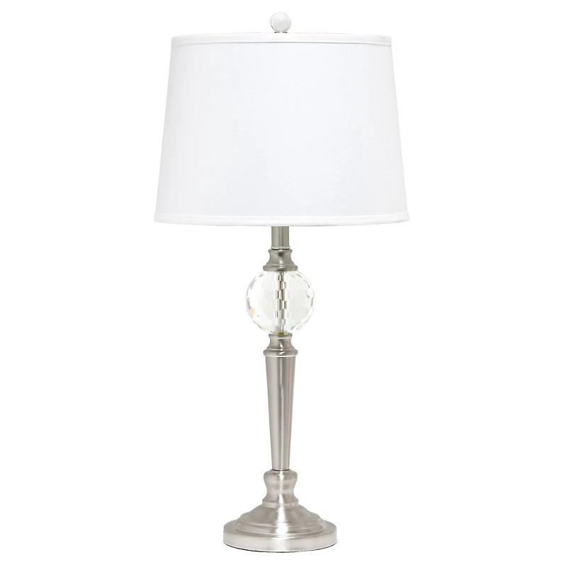 Lalia Home Brushed Nickel Crystal Drop Table and Floor Lamp Set