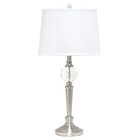 Lalia Home Brushed Nickel Crystal Drop Table and Floor Lamp Set