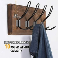 NEX™ Wall-Mounted 4-Hook Rustic Wood Coat Rack, 2ct.