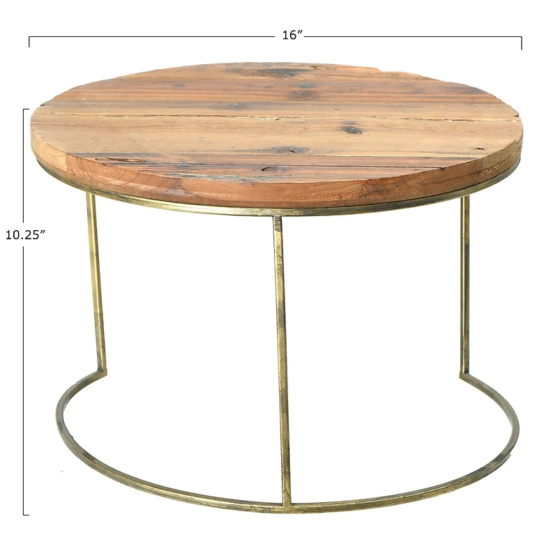 Hello Honey® 16'' Round Wood Dia Tray with Metal Legs