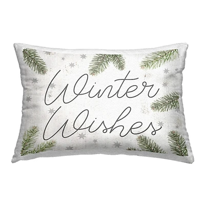 Stupell Industries 14" x 20" Winter Wishes Outdoor Pillow with Pine Sprigs