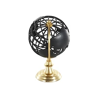 Black Aluminum Metal Open Framed World Educational & Geographic Earth Globe with Wire Exterior & Gold Base
