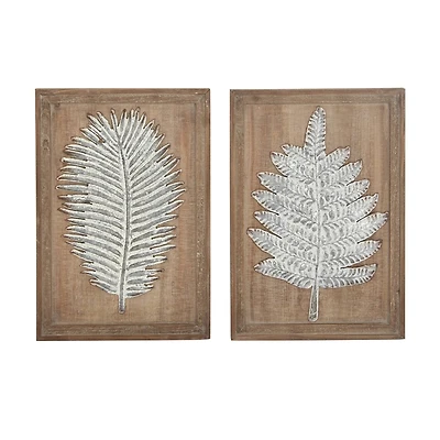 20" Brown Wood Contemporary Floral Wall Decor, 2ct.