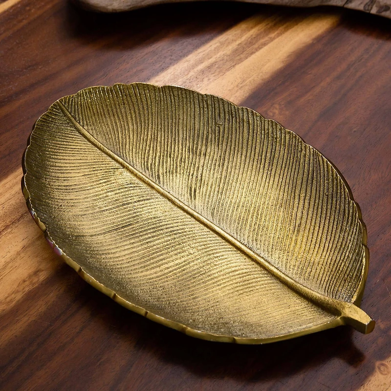 16" Gold Leaf Decorative Accent Tray