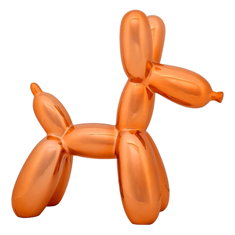 11" Electroplated Orange Balloon Dog Figurine