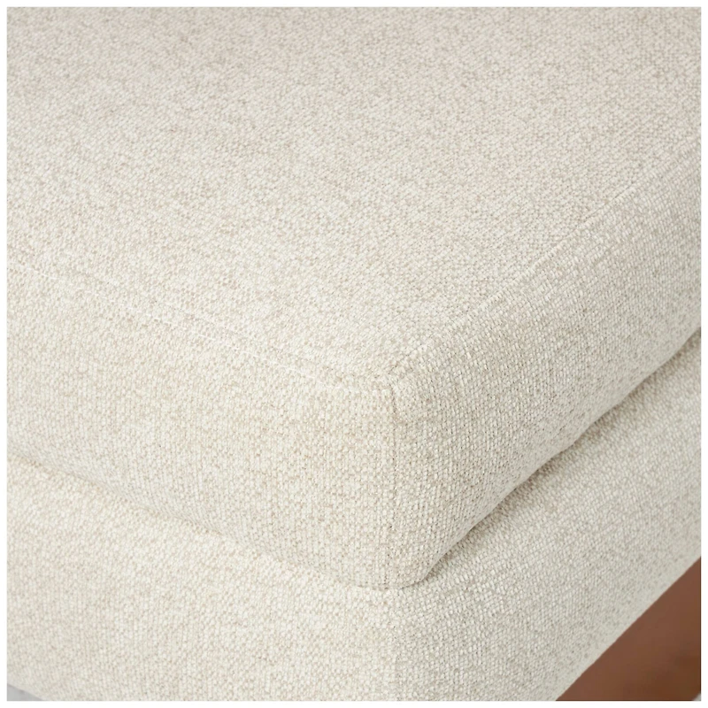 White Boucle Accent Chair with Brown Wooden Legs