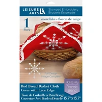 Leisure Arts® Snowflake Bread Basket Red Cloth Cover Stamped Embroidery Kit