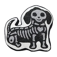 16.5" Black & Silver Skeleton Dog Accent Pillow by Ashland®