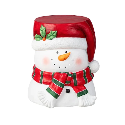 Glitzhome® 14.25"H Christmas MGO Snowman Stool or Accent Table