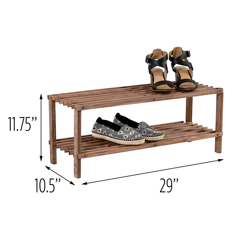 Honey Can Do Espresso 2-Tier Wood Shoe Rack