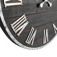 Glitzhome® 27.5" Oversized Farmhouse Wooden & Galvanized Wall Clock