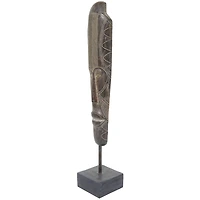 30" Brown Polystone Primitive Mask Sculpture