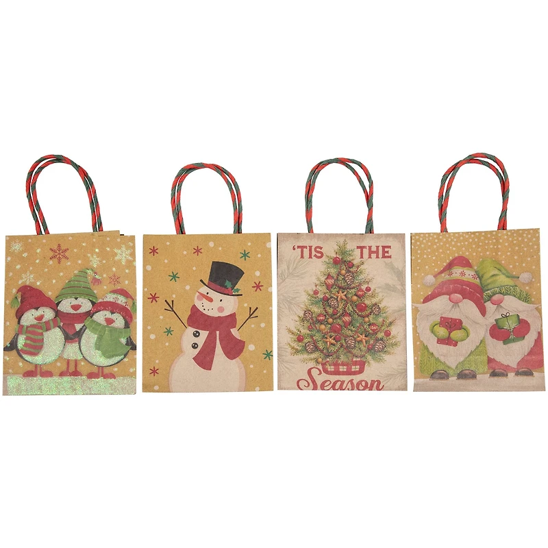 20-Count Assorted Christmas Themed Paper Gift Bags