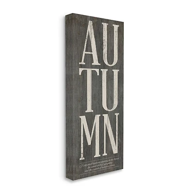 Stupell Industries Autumn Grey Wood Textured Fall Seasonal Word Design Canvas Wall Art