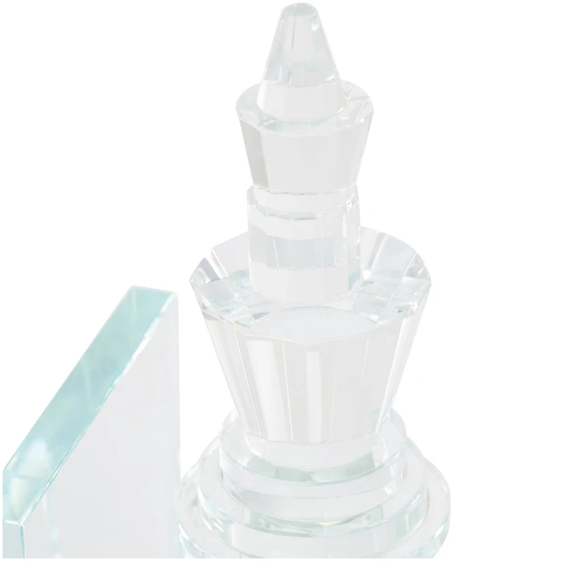 9.5" Clear Chess Oversized Bookends with Cut Crystal Designs Set
