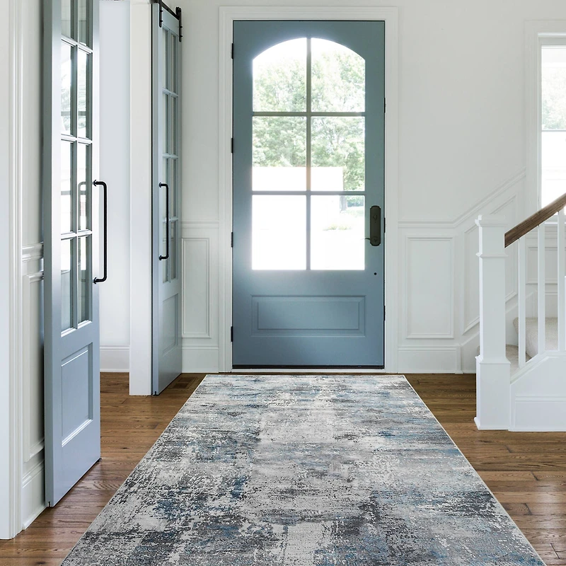 Glitzhome® 5ft. x 8ft. Blue, Ivory & Tan Abstract Area Rug