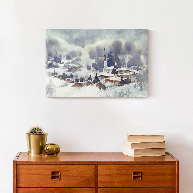 Winter Abstract Landscape Canvas Wall Art