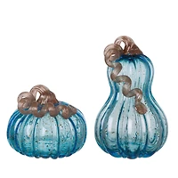 Glitzhome® Blue Glass Pumpkin Set