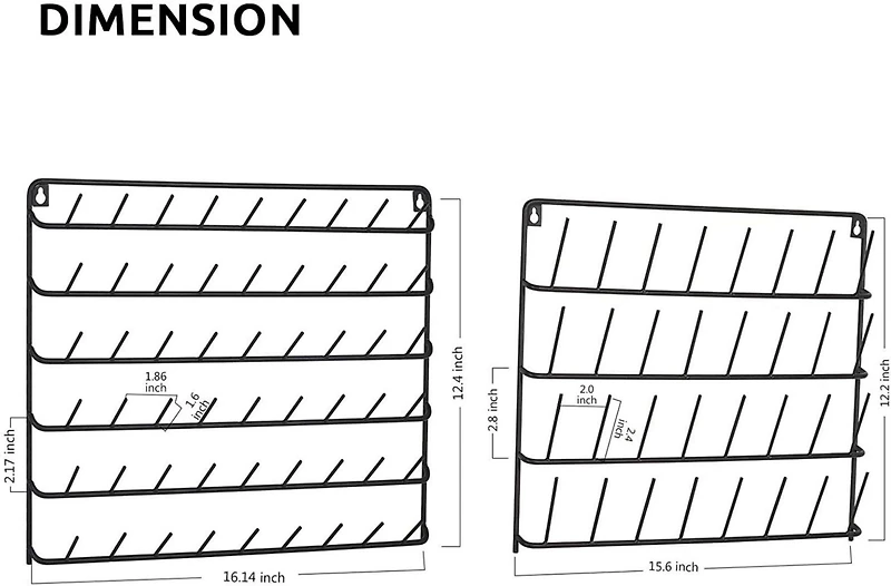 NEX™ Black 32-Spool and 54-Spool Wall-Mounted Sewing Thread Rack Set