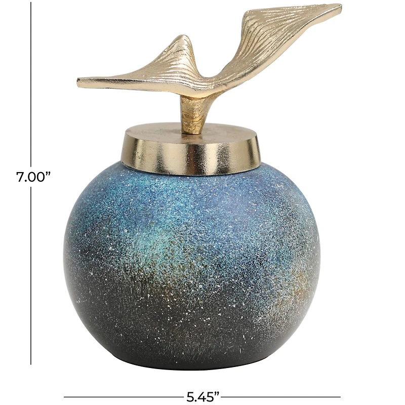 Blue Glass Galaxy Inspired Abstract Decorative Jar