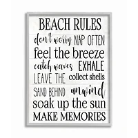 Stupell Industries Beach House Rules Gray Wood Framed Wall Art