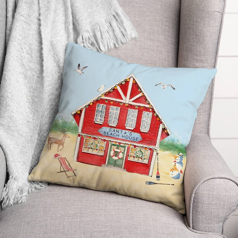 Santa's Beach House Pillow
