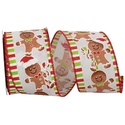 JAM Paper 2.5" x 10yd. Wired Gingerbread Ticking Sparkle Ribbon