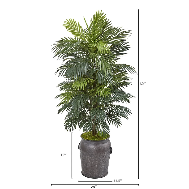 5ft. Areca Palm Artificial Plant in Metal Planter