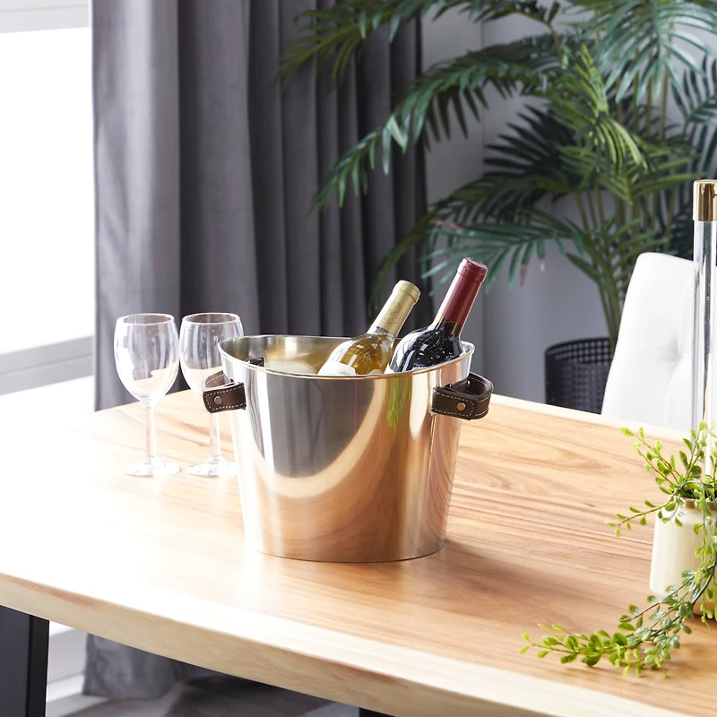 12" Silver Stainless Steel Contemporary Wine Rack