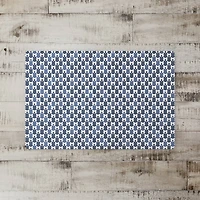 Navy and Blue Leaf Pattern Floor Mat