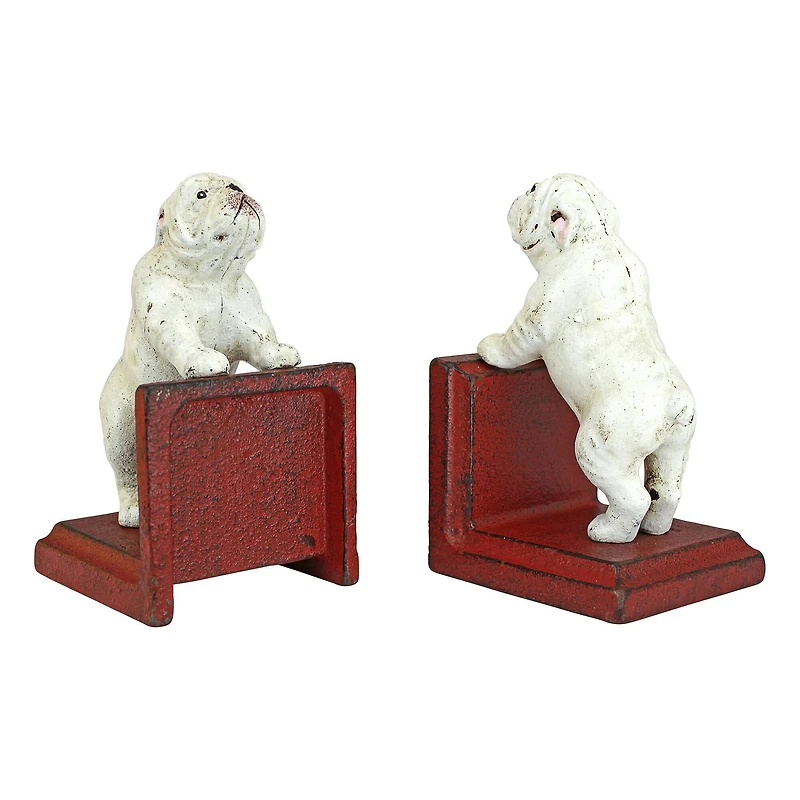 5.5" Over the Fence Bulldog Cast Iron Bookend Set