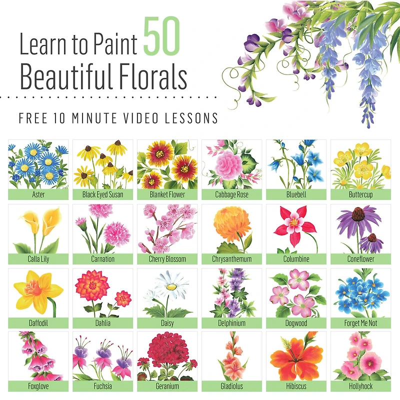 Let's Paint with FolkArt® One Stroke™ A-Z of Floral Painting Kit