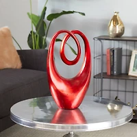 20" Red Polystone Contemporary Swirl Sculpture