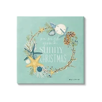 Stupell Industries Wish You A Sunny Christmas Wreath Canvas Wall Art