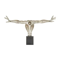 Silver Aluminum Contemporary People Sculpture, 30" x 5" x 17"