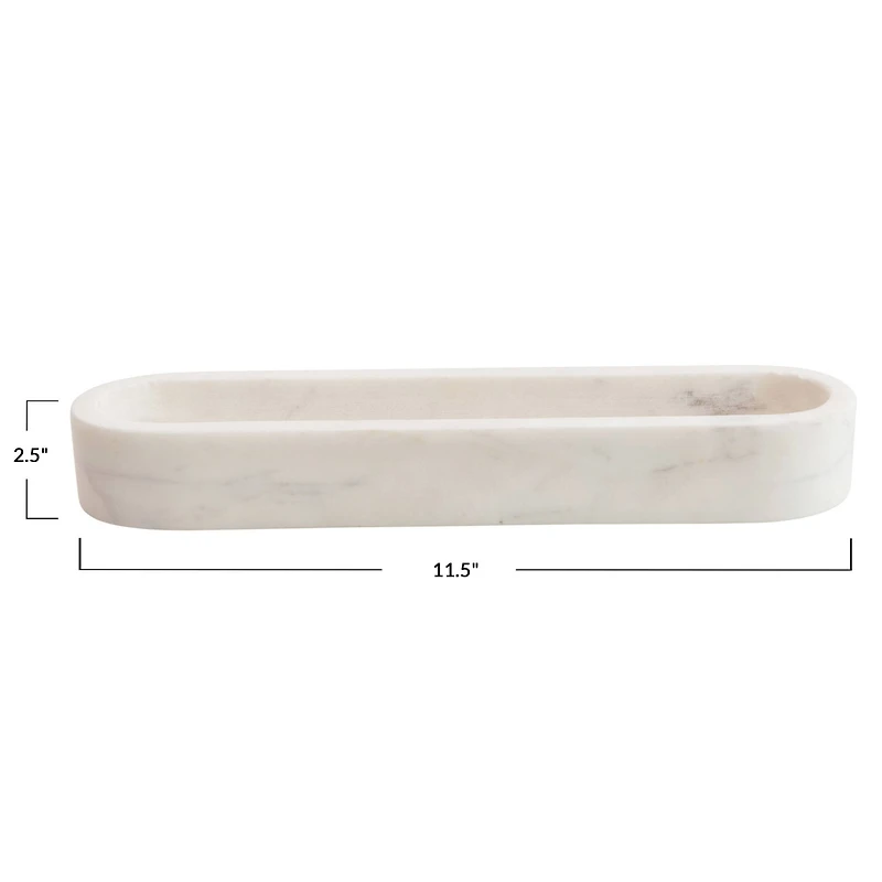 Hello Honey® 11.5'' White Marble Cracker Dish