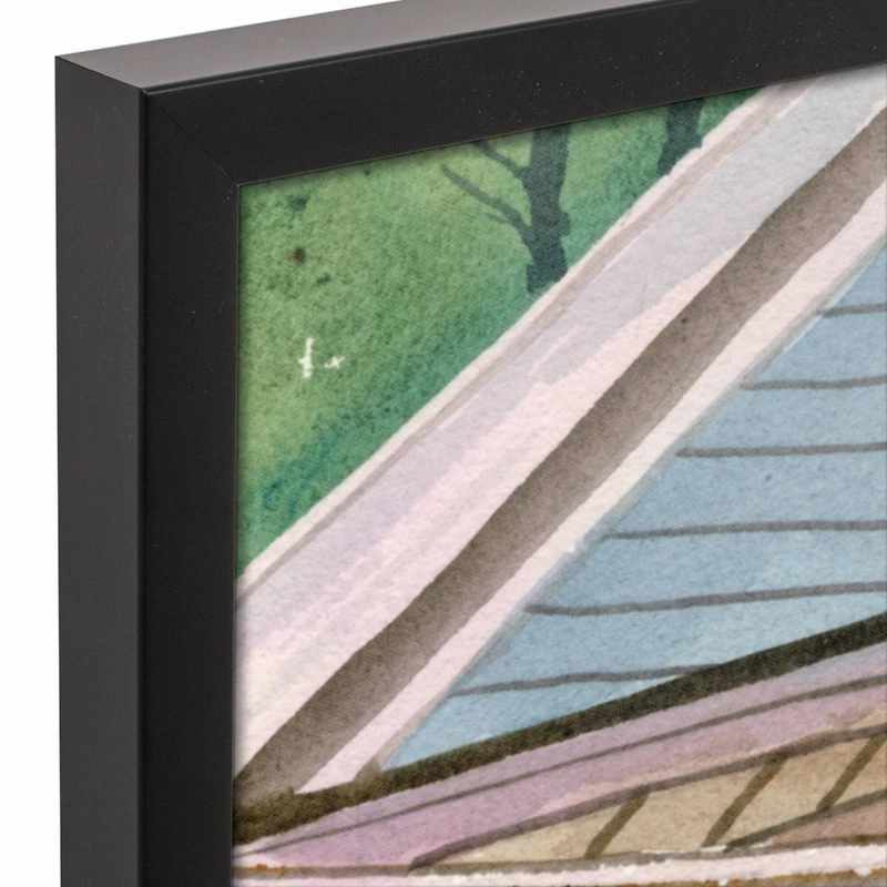 Patriotic Flag Porch Black Framed Canvas