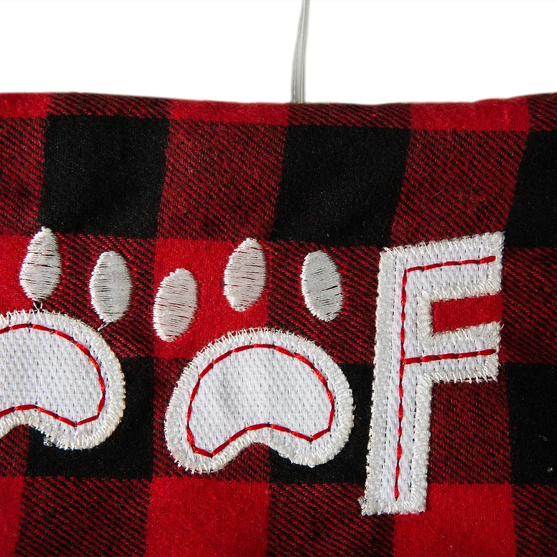 Glitzhome® 21" LED Embroidered Dog Linen Christmas Stocking