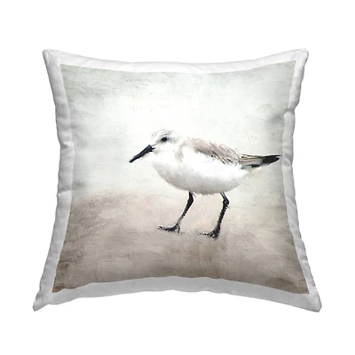 Stupell Industries Small White Bird Nature Wildlife Animal Throw Pillow, 18" x 18"