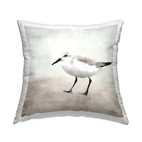 Stupell Industries Small White Bird Nature Wildlife Animal Throw Pillow, 18" x 18"